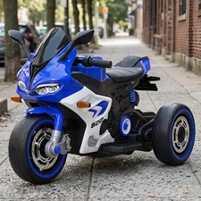 Детский мотоцикл на аккумуляторе M 6307EL-4 синий 2 мотора 25W